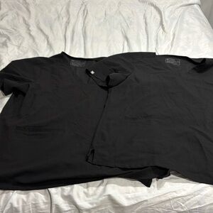 Pair of black womens XXL figs scrub tops